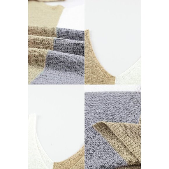 🆕 Women White Summer Tank Tops V Neck Cute Knit Sweaters Casual Loose Dressy - Picture 6 of 7